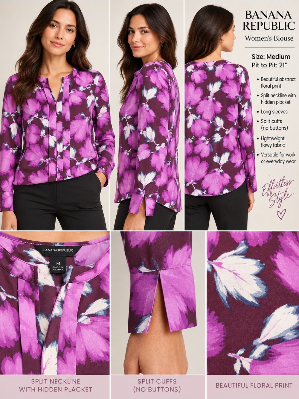 Banana Republic Floral Blouse – Size M